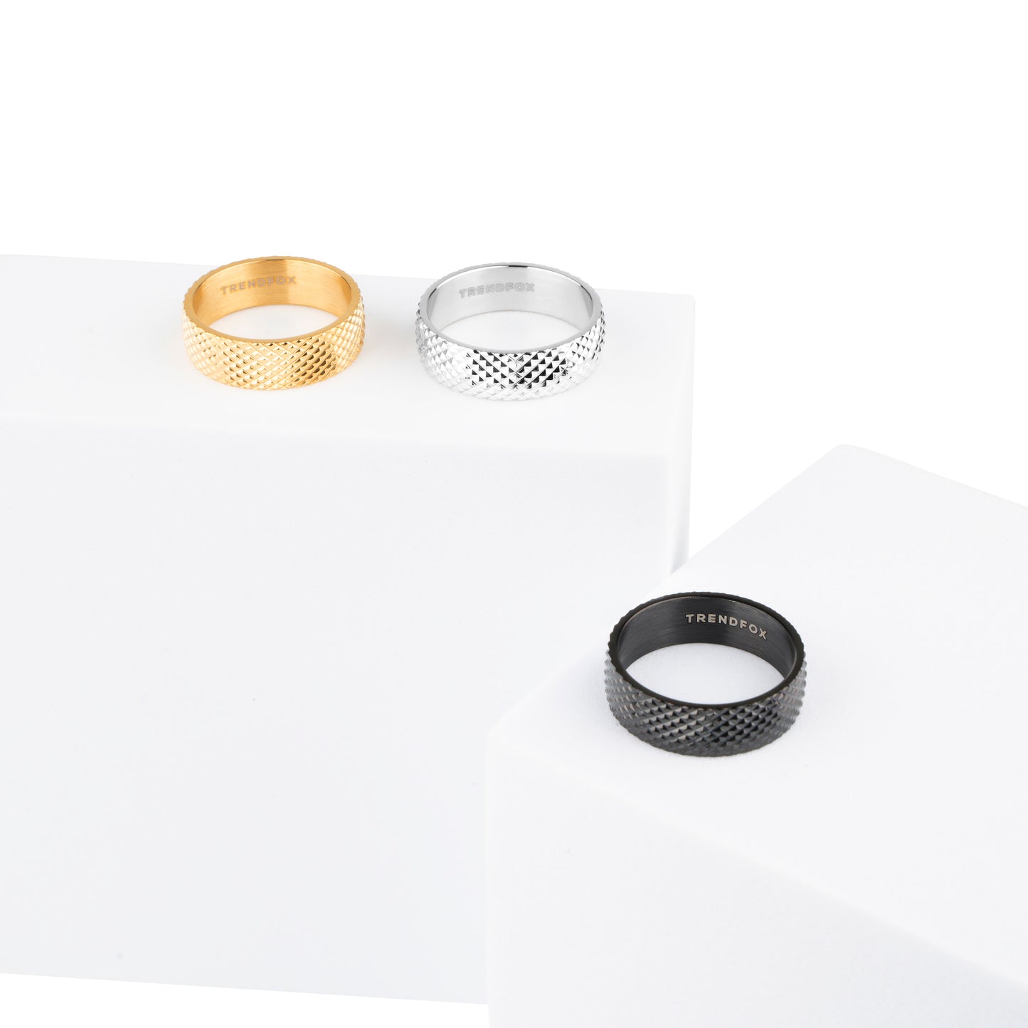 Gekartelde Ring - Zwart - Staal
