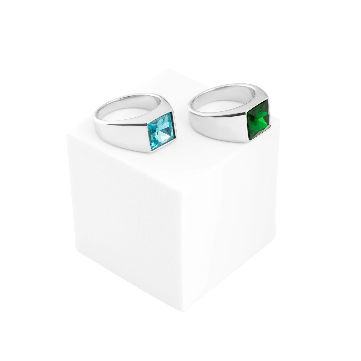 Zegelring met Groene Steen - Zilver Kleurig - Staal