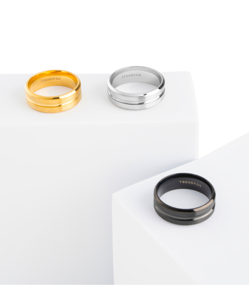 Minimalist Ring met Streep - Goud Kleurig - Staal