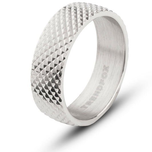 Gekartelde Ring - Zilver Kleurig - Staal