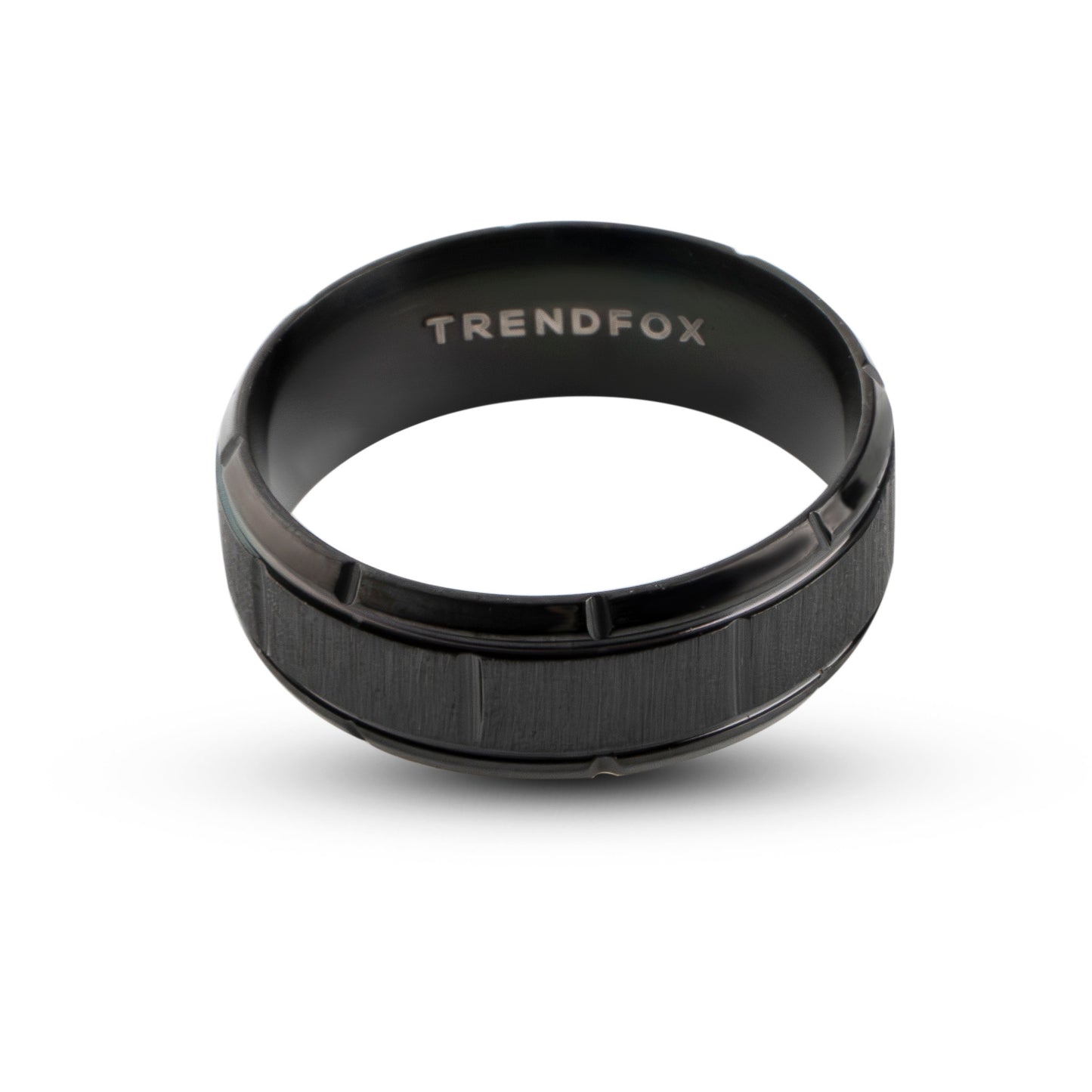 Ring met Geometrische Versiering - Zwart - Staal