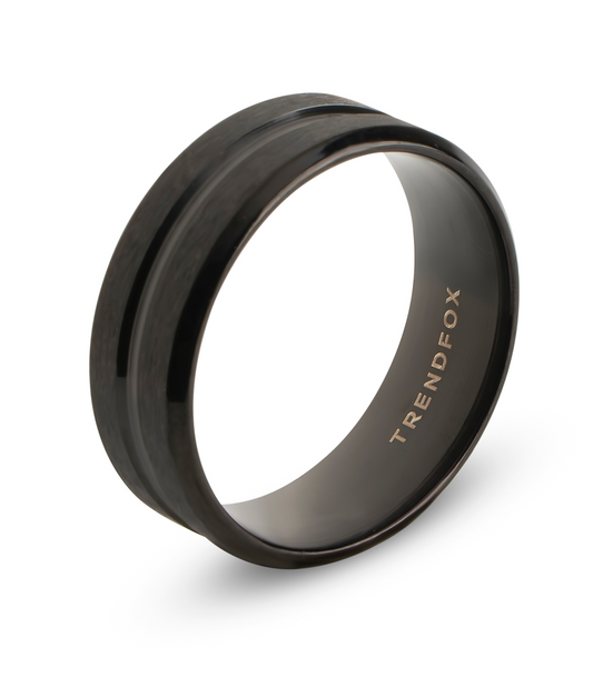 Minimalist Ring met Streep - Zwart