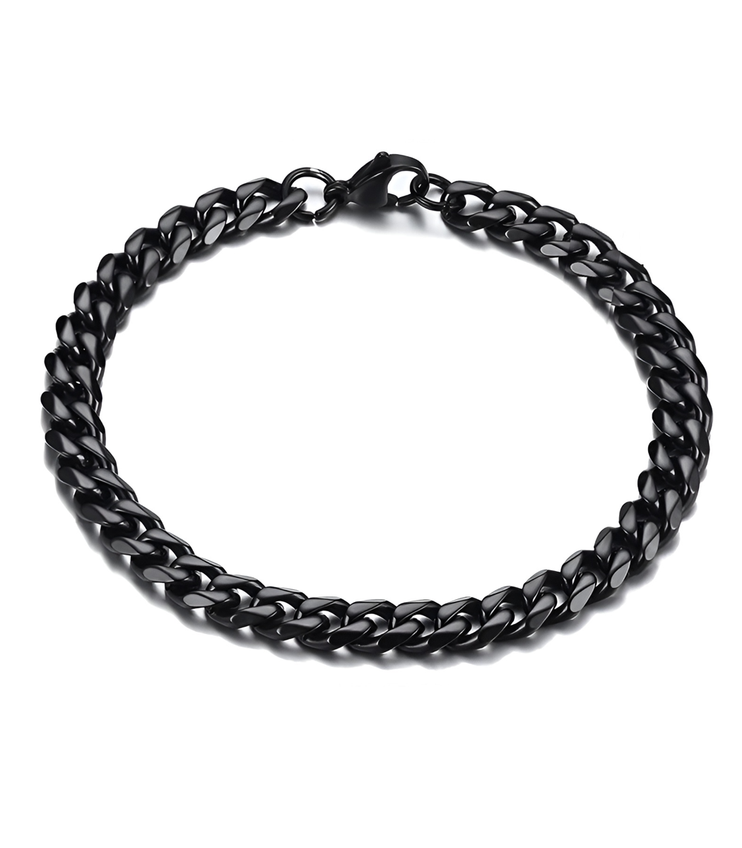 Cuban Link Armband - Dikke Schakels - Zwart - Staal