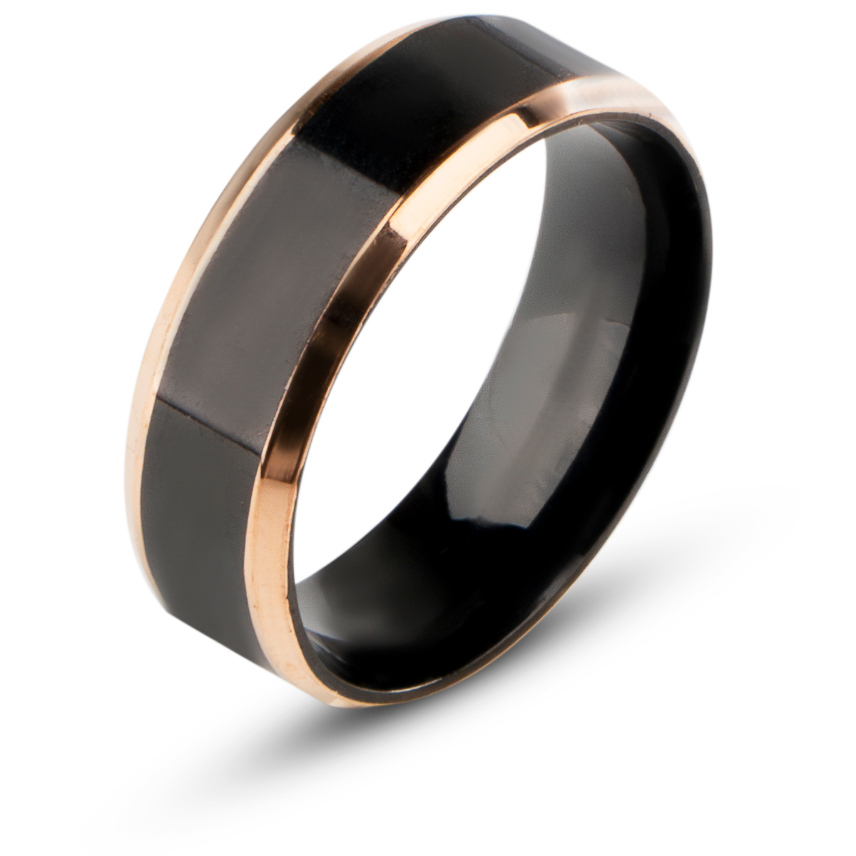 Zwarte Ring met Goud Kleurige Rand - Staal