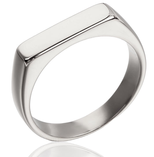Zegelring Smal - Zilver kleurig - Staal