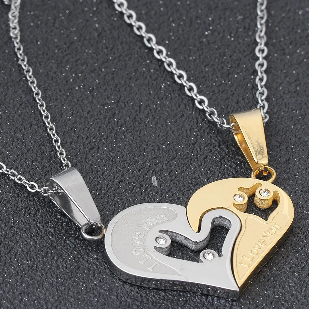 I Love You - Hem en Haar Ketting Set (goud)