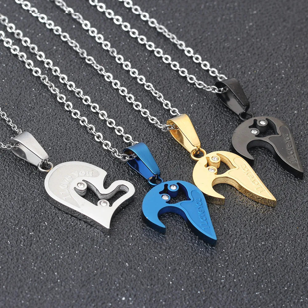 I Love You - Hem en Haar Ketting Set (goud)