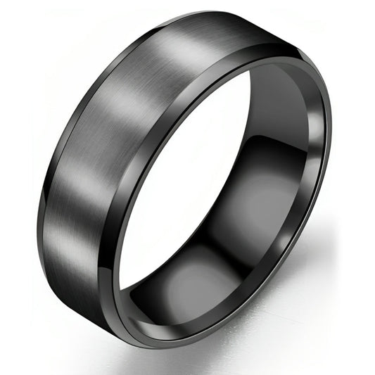 Minimalistische Ring met Strak Gepolijste Rand - Zwart - TrendFox