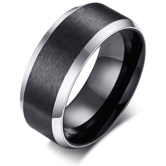 Zwarte Ring met Zilver Kleurige Rand - TrendFox