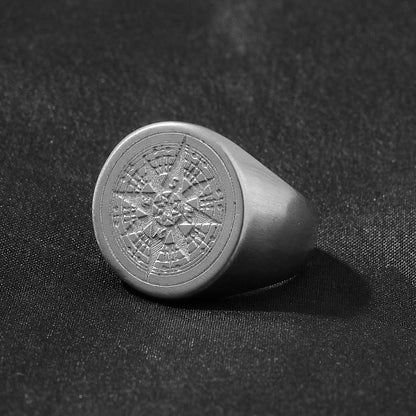 Kompas Zegelring - Zilver Kleurig - Staal