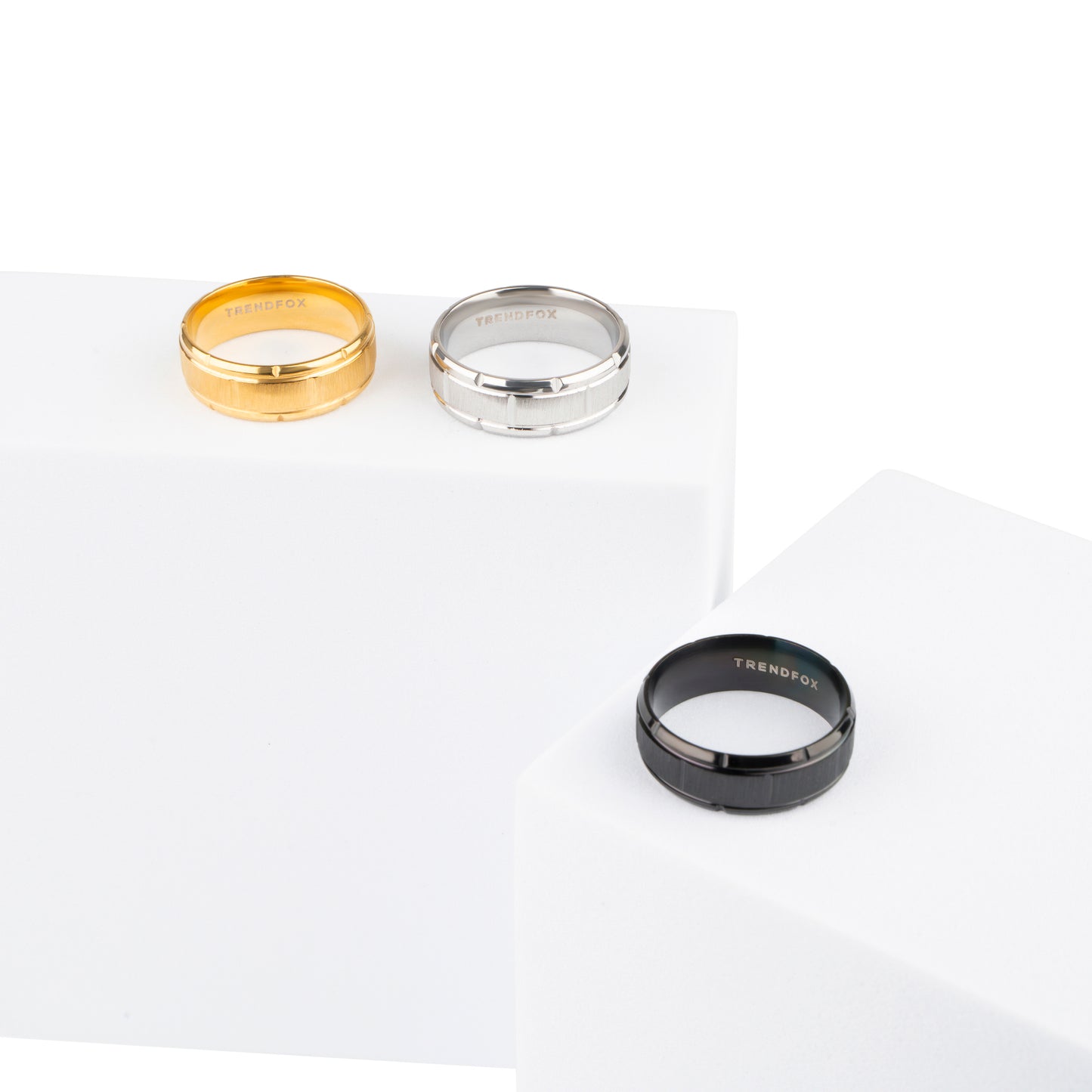 Ring met Geometrische Versiering - Goud Kleurig - Staal