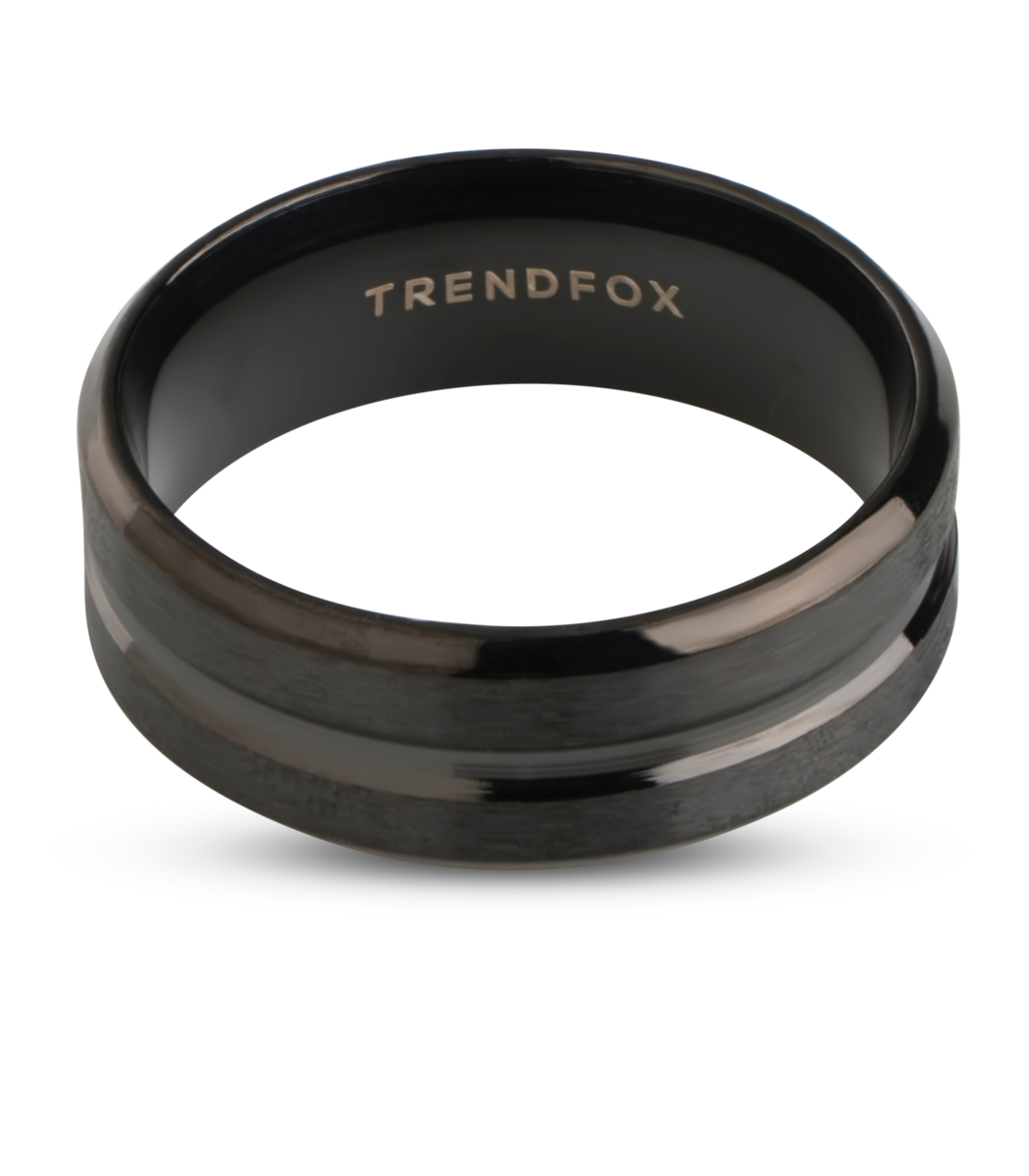 Minimalist Ring met Streep - Zwart
