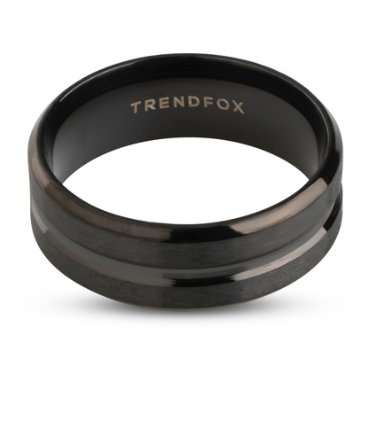 Minimalist Ring met Streep - Zwart