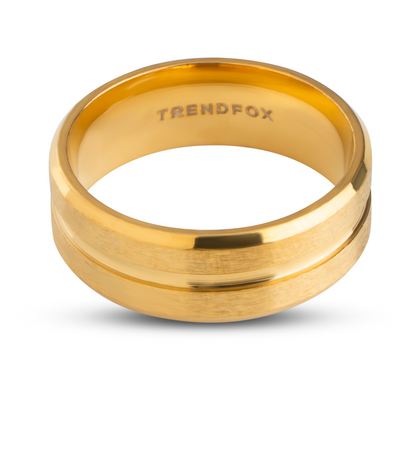 Minimalist Ring met Streep - Goud Kleurig - Staal