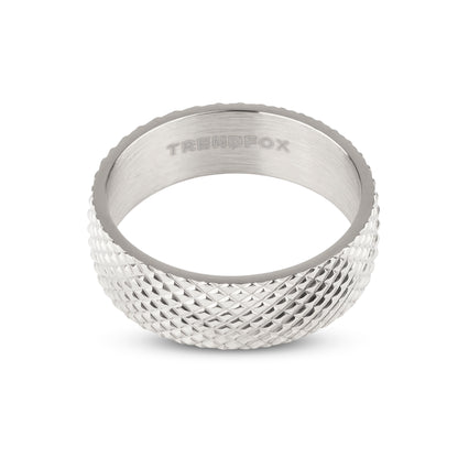 Gekartelde Ring - Zilver Kleurig - Staal