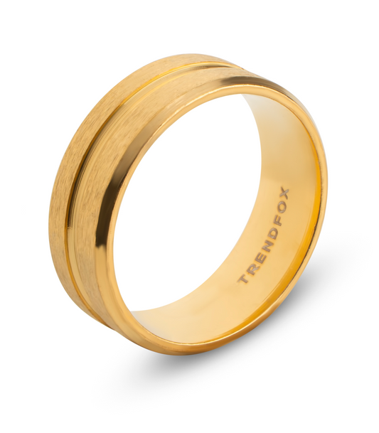 Minimalist Ring met Streep - Goud Kleurig - Staal