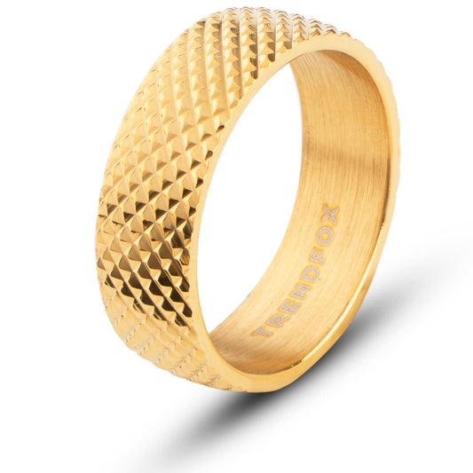 Gekartelde Ring - Goud Kleurig - Staal