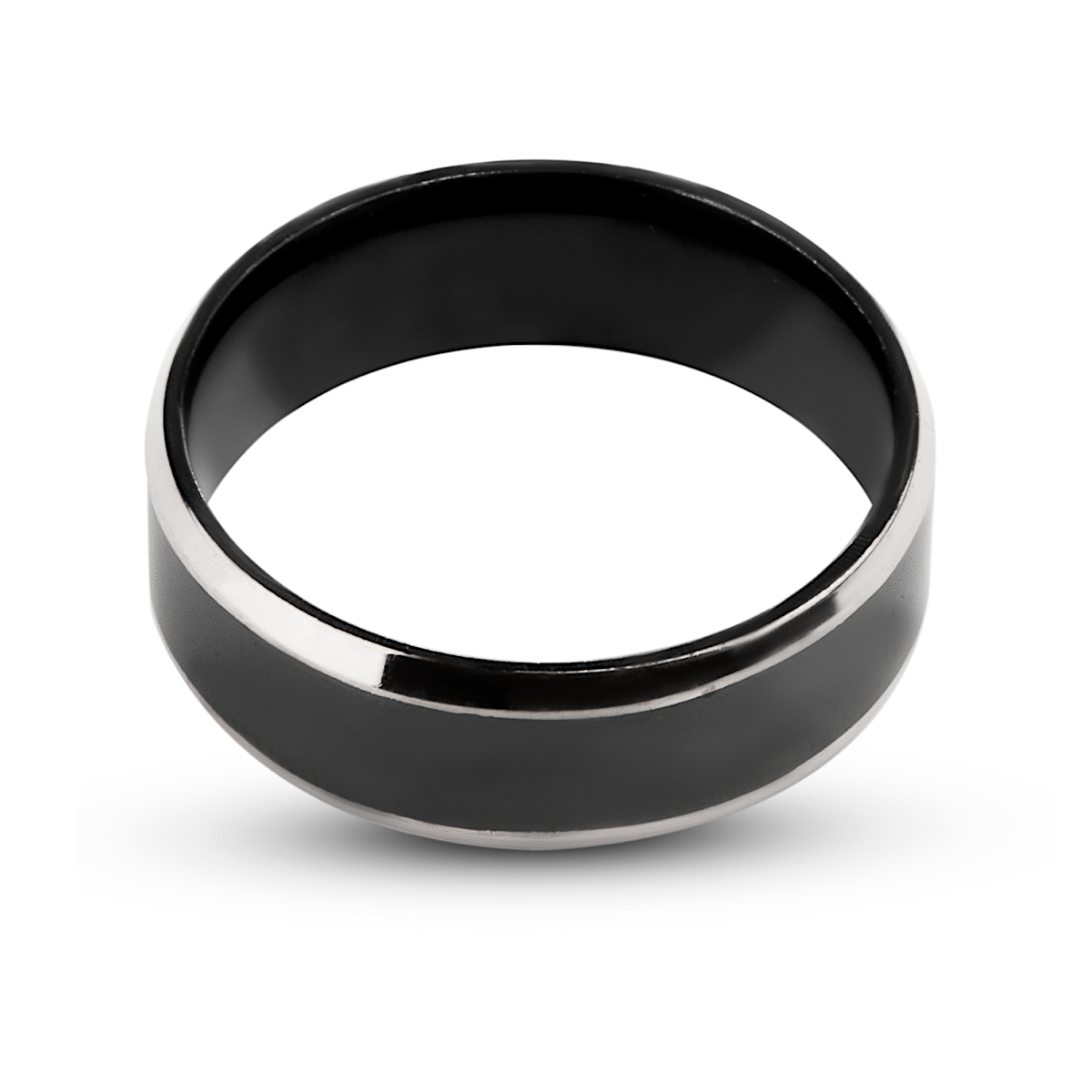 Zwarte Ring met Zilver Kleurige Rand - Staal