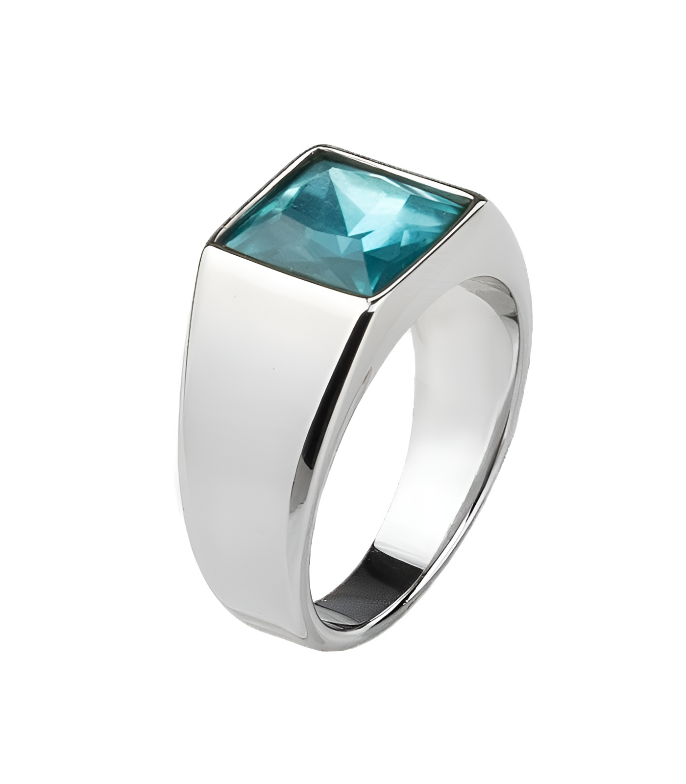 Zegelring met Blauwe Steen - Zilver Kleurig - Staal