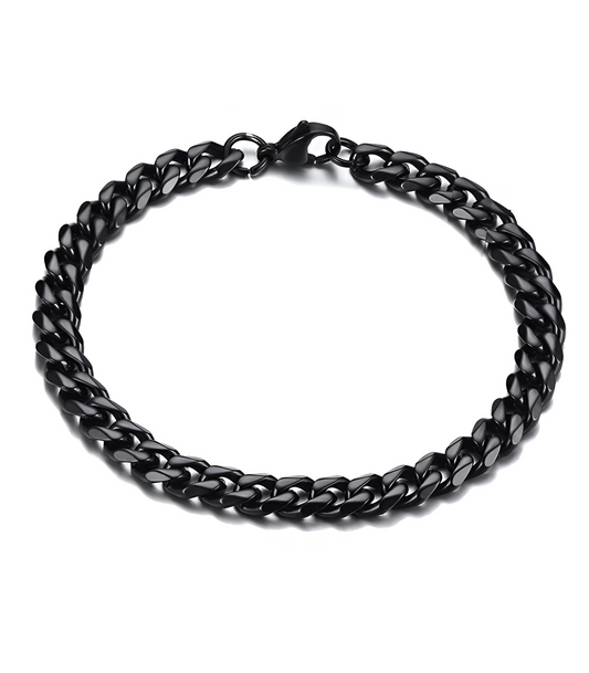 Cuban Link Armband - Dikke Schakels - Zwart - Staal