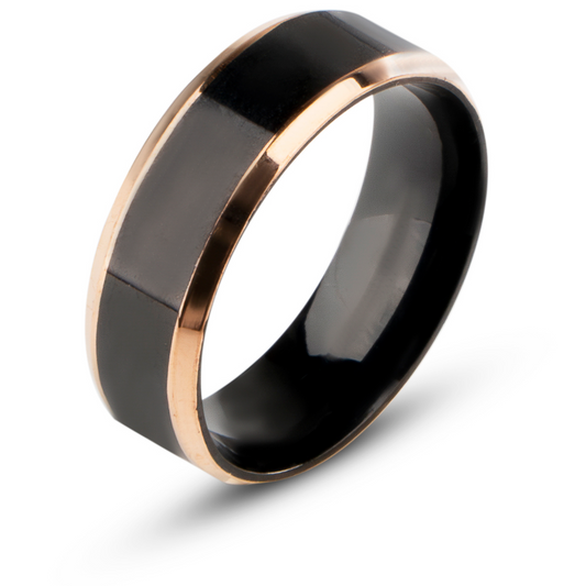 Zwarte Ring met Goud Kleurige Rand - Staal