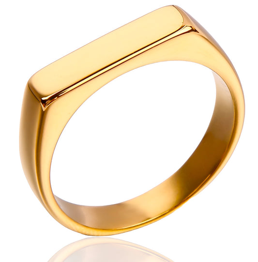 Zegelring Smal - Goud kleurig - Staal