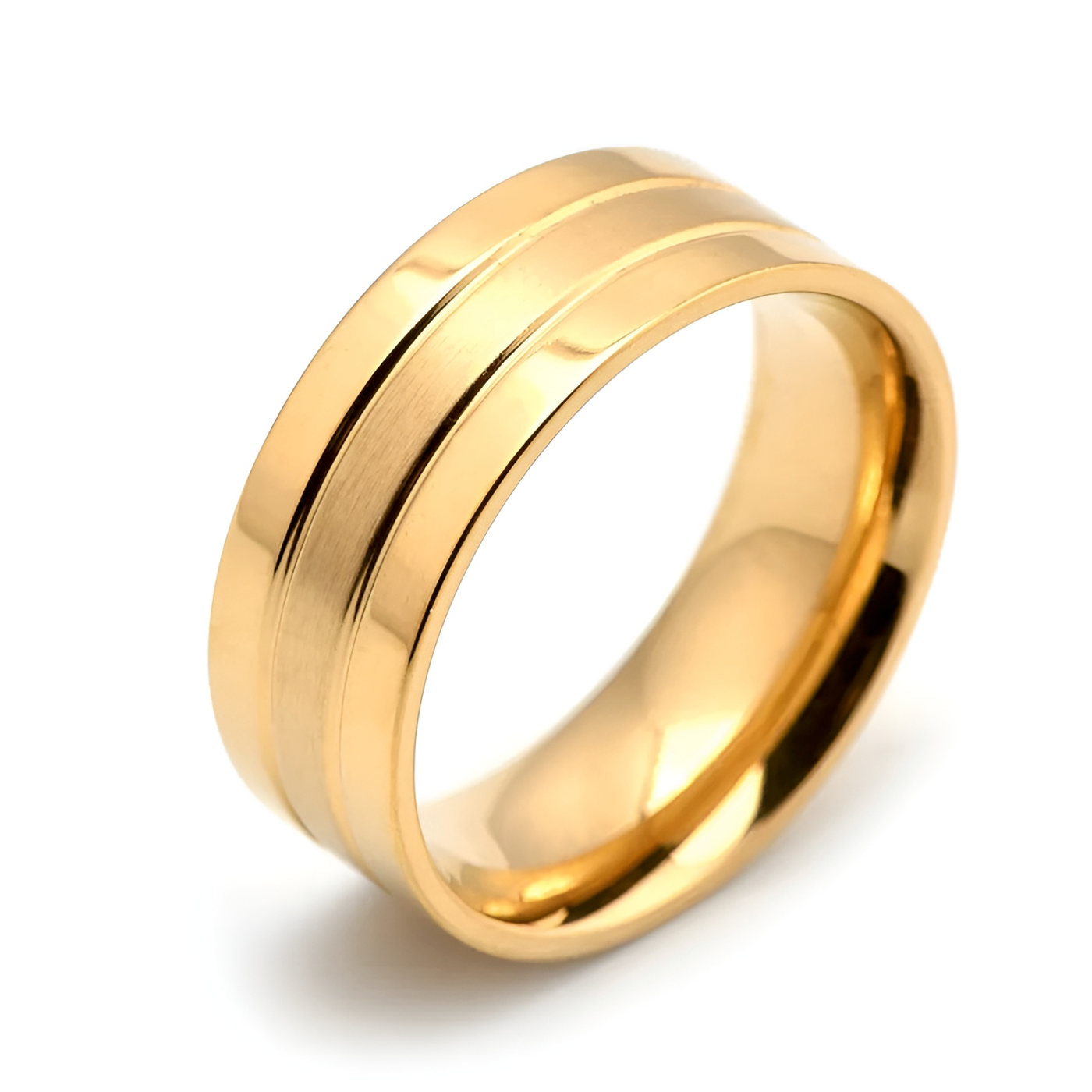 Minimalist Ring met Dubbele Streep - Goud Kleurig - Staal
