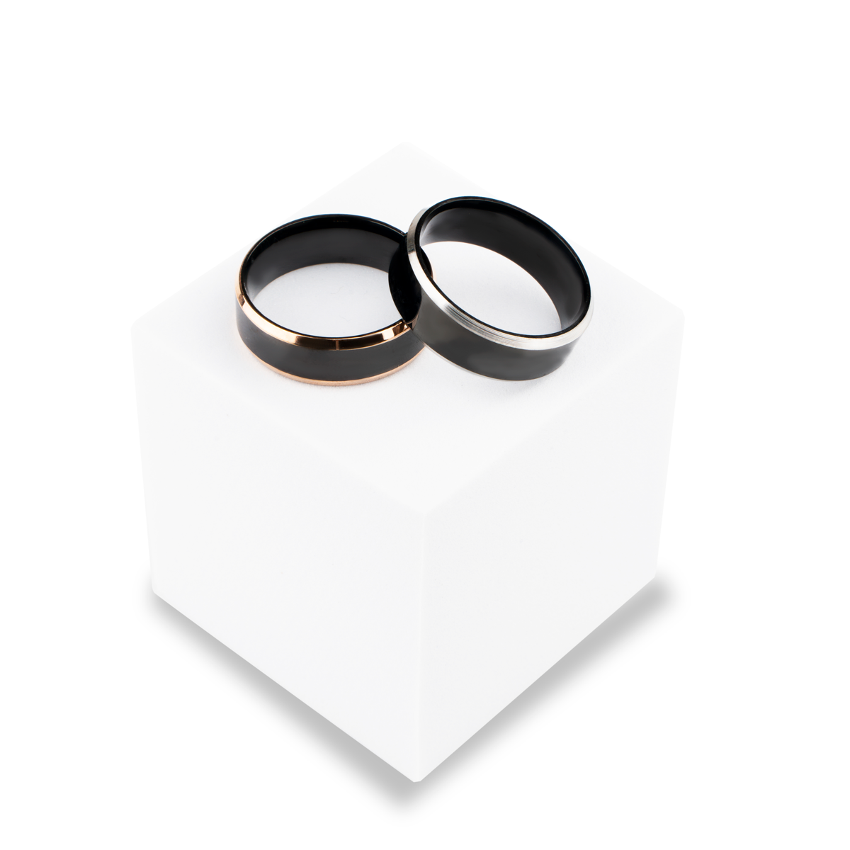 Zwarte Ring met Zilver Kleurige Rand - Staal
