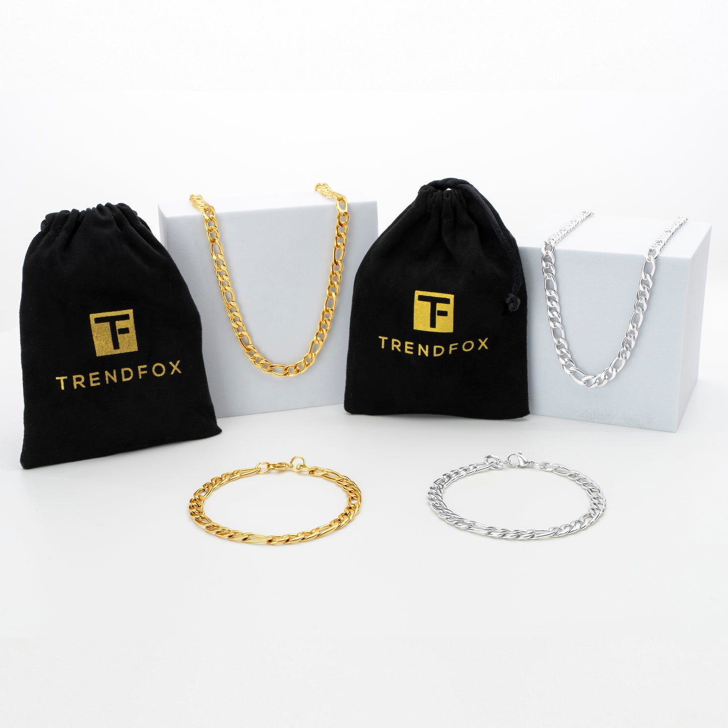 Figaro Ketting - Staal - Goud Kleurig