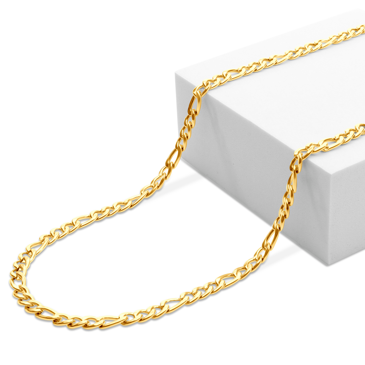 Figaro Ketting - Staal - Goud Kleurig