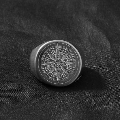 Kompas Zegelring - Zilver Kleurig - Staal