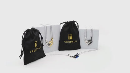 I Love You - Hem en Haar Ketting Set (zwart)