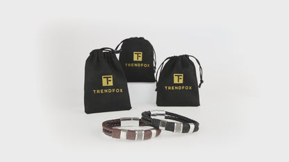 Leren Armband met Stalen Accenten - Bruin