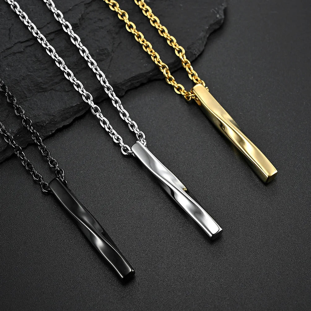 Twisted Long Bar Ketting - Zilver Kleurig - TrendFox